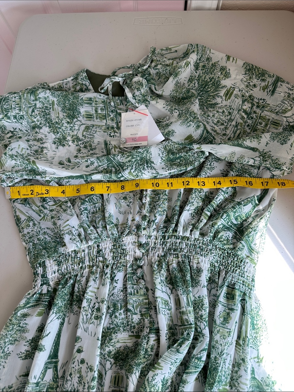NWT Taylor Green Toile V-Neck Tiered Maxi Dress Size 10 - Picture 9 of 16